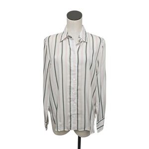 NWT Madewell Striped‎ Button Up Shirt Pale Blush Green Size 12 NW515 Casual